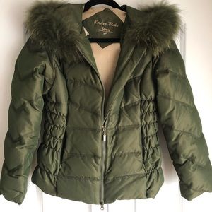 Green down feather jacket